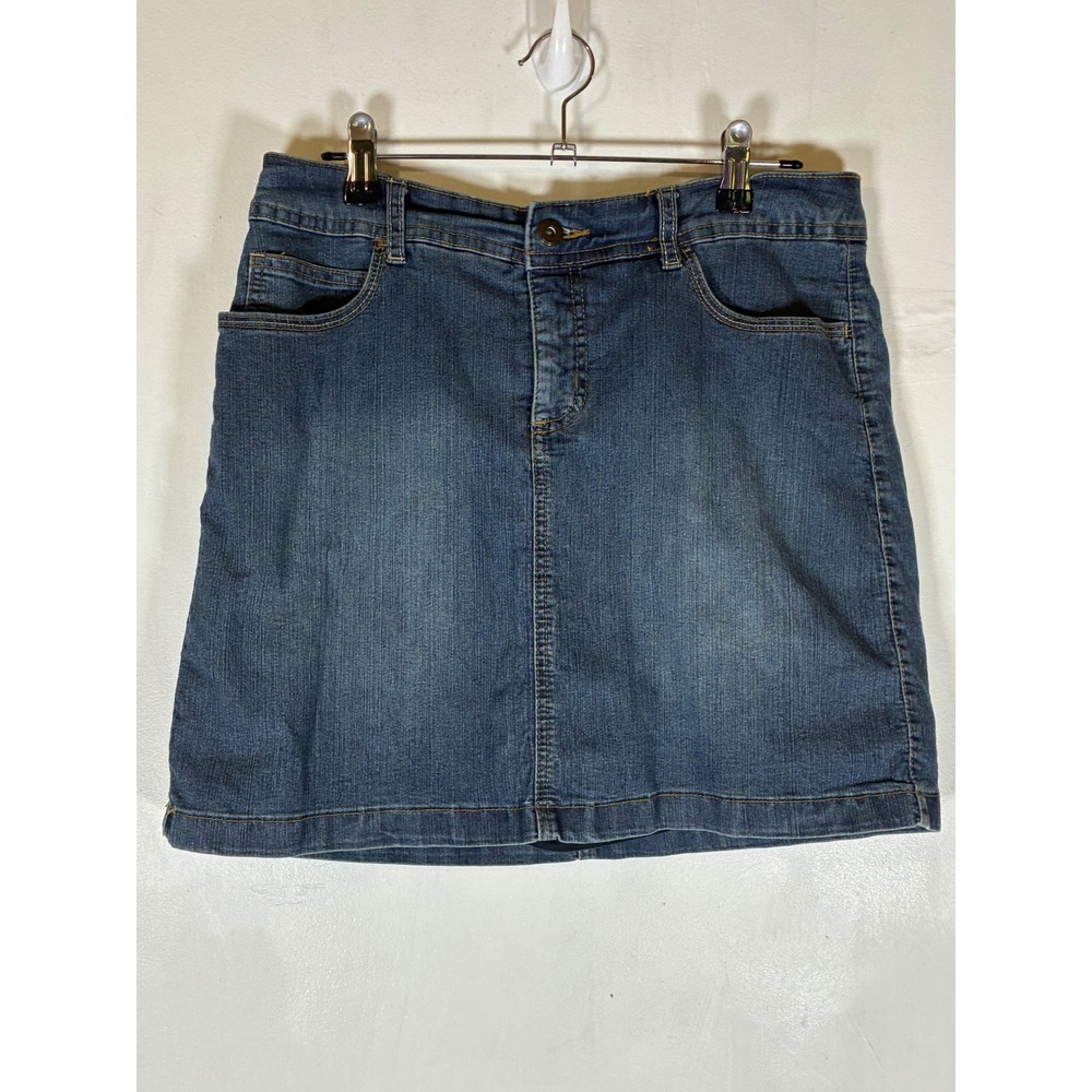St. John's Bay Size 8 Denim Mini Skirt Y2K Stretch Jean Skort Cotton Blend